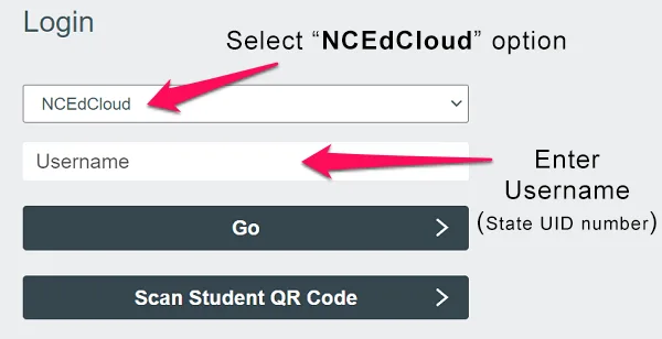 Login to NCEdCloud with your username and password to access your resources, particularly for middle school students.